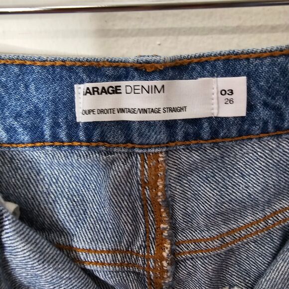 NWOT Garage Denim Medium Wash Vintage Straight Leg Mid Rise Distressed Jeans 26 - Picture 5 of 9